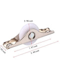 8 Pack Rock Hard Nylon Slider Wheel Replacement Pulleys for Walk in Closets Cabinet and Chiller Doors Smooth Rolling Track Upgrade with Easy Peasy Snap Fit Design Durable Abs Build for Hotel and Restaurant Fixups, showing dimensions.