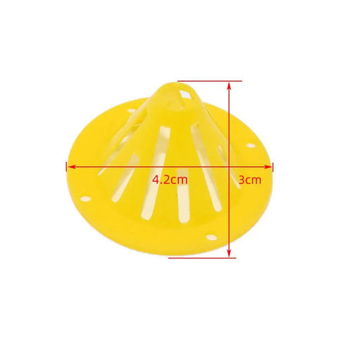 One Way Beehive Entrance Gate Cone Tool Set For Beekeeping Yellow 10 Pieces Durable Plastic showing 4.2cm and 3cm dimensions