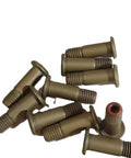 Ten titanium protruding-head shear pin fasteners, 1/4 in diameter, 1/2 in grip, aluminum-coated aircraft rivet connectors.