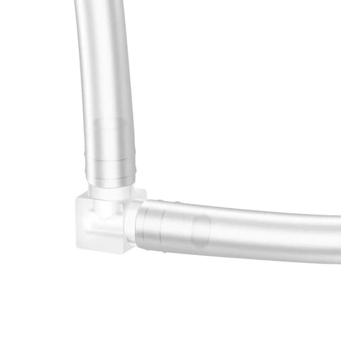 Plastic 3/8-inch hose barb 90-degree L-fitting; white, two-barb elbow connector