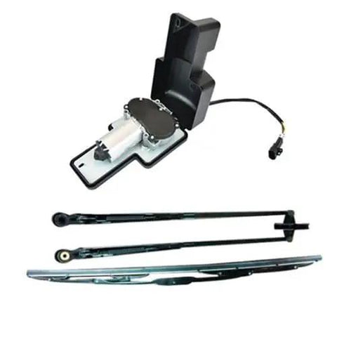 Heavy Duty Windshield Wiper Motor And Arm Blade Swap Kit Compatible With Bobcat Skid Steer Loader features motor and steel blades.
