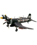 F4U Corsair 1 To 48 Scale Model Kit In Green With Foldout Wings Retractable Landing Gear 75 Parts Skill Level 4 Old School Style Decals For VMF 214 Black Sheep Ages 12 Plus shown at an angle.