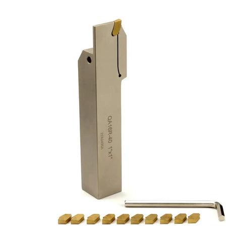 1x1 Inch Shank Built Tough Heavy Duty Indexable Lathe Grooving Parting Cut Off Holder With 10 GTN 4 QC1404 Carbide Inserts QA16R 40