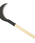 Long Handle Manganese Steel Scythe For Gardening And Weeding, wooden handle, sharp curved blade, durable farm tool.