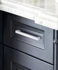Installed 5 Pack Polished Chrome Cabinet Pulls Solid Zinc Alloy Drawer Pulls Square Bar Kitchen Cupboard Handles on black drawer