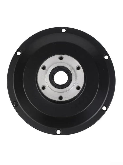 Built Tough Aluminum Alloy E Bike Motor Side Cover With Six Hole Disc Brake Compatible Hub End Cap Plus Reliable 6003 Bearing Kit For Heavy Duty Electric Bicycle Conversion Mods That Hold Up Real Good, black circular cover with disc brake fitting.