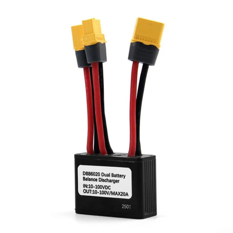 Go The Distance With This Radical Dual Battery Parallel Switcher For Your E Bike. Rock A 20A Smart Auto-Switching Tech To Double Your Capacity And Crush Longer Rides Without Sufferin' Range Anxiety On Your Electric Scooter Or Bike Setup Today. black aluminum dual battery balance discharger with XT60 connectors