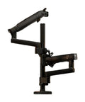 Heavy Duty Monitor Mount Built To Last With Smooth As Butter Rotating Swivel And No Hassle Desk Clamp Vesa Compatible black steel monitor arm side view