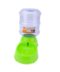 Zero Hassle Automatic Cat And Dog Food Dispenser Plus Drinking Fountain With Big Green Bowl Leak Proof Screw Top Anti Skid Bottom