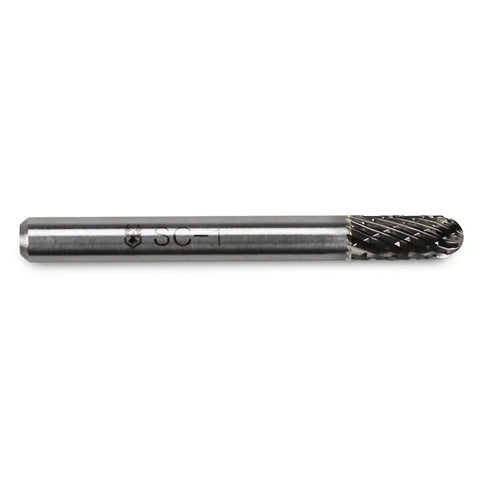 Double Cut Tungsten Carbide Burr For Die Grinder Rotary Tool Bit With 1/4 Inch Shank, 1/4 Inch Cut Diameter, side view