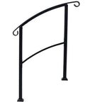 Sturdy As Nails Wrought Iron Handrails For Outdoor Steps With Curved Non Slip Grip Solid Black Porch Railing Kit side view