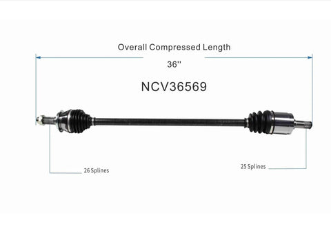 Honda Civic CV Axle Joint Assembly Front Right Passenger Side 1.8L Auto Trans FWD Fits 2006 2007 2008 2009 2010 2011 2012 2013 EX LX DX EXS GX Sedan Coupe, 36 in
