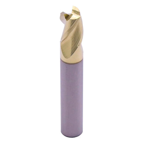 Close-up view of BestParts solid carbide end mill with ZRN coating; 3-flute, 5/16 in dia, square end