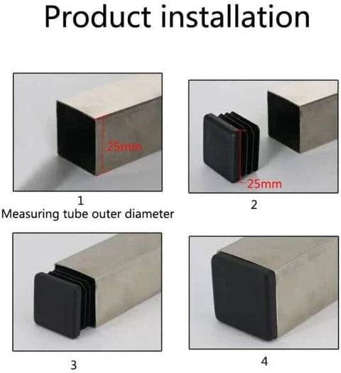Installation process of 100 Pack 1 Inch Square Plastic Tube End Plugs For 1 Inch Outside Diameter Square Tubing.