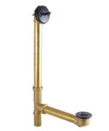 21 Inch Matte Black Trip Lever Waste And Overflow Drain For Bathtub Heavy Duty Brass Grid Build showing brass and black components.