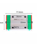Top view of Beefy HGH20CA Linear Block Carriage With 20mm Square Linear Guide Rails showing dimensions and metallic finish