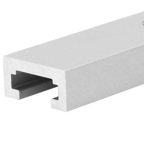 Close-up of Beast Mode T Track For Woodworking, anodized aluminum high-strength miter track, one meter T slot, edge detail visible.