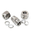 Stainless Steel Compression Tube Fitting Union With Double Ferrules 18mm OD X 18mm OD Pack Of 2 for water, oil, air, and corrosive liquids