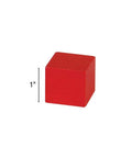 Red 1-inch wood counting cube from the Wood Counting Cubes For Kids 1 Inch Blocks Pack Of 100 In Six Colors For Preschool And Classroom Math Learning.