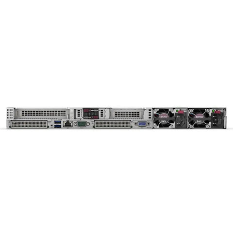 Dual Intel Xeon Processing In A Compact 1U Rack Server Loaded With One Terabyte DDR5 RAM And A Massive Sixty One Terabyte SATA SSD Build - rear view.