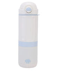 Rechargeable Electric Kettle And 316 Stainless Steel Travel Mug With 500ml Quick Boil and Temp Settings in white with blue accent.