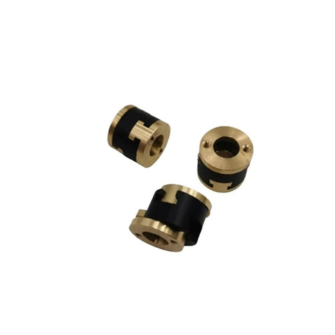 Upgrade Your V-CORE 3 1 Printer With Snazzy Z-Axis Screw Decouplers Featuring Oldham Couplings For Smoother Motion And Super Fast Printing Action That Totally Rocks. 3-piece brass and black printer couplers