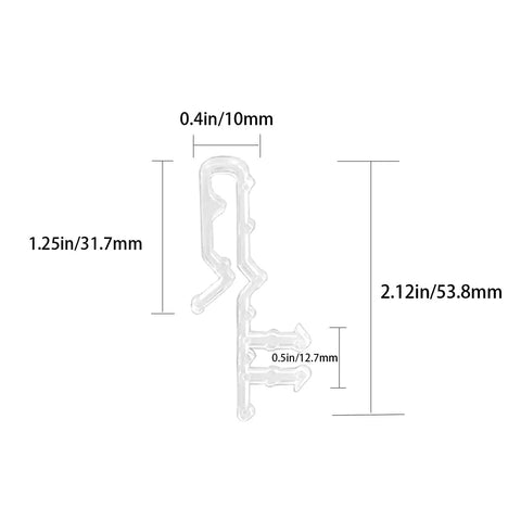 High Quality 16 Piece 2 Inch Clear Plastic Hidden Blind Valance Clips Made For A Dead Simple Install With Zero Drilling To Keep Your Window Coverings Snug And Stylish, measuring 2.12in x 1.25in x 0.4in.
