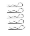 10-Piece R Shaped Spring Cotter Pins Heavy-Duty Zinc Plated Steel Fastener Kit Retaining Wire Hair Pin For Hitch Pins Trailer Tractors Mower Carts Truck Silver M3.5x75mm displayed in a row