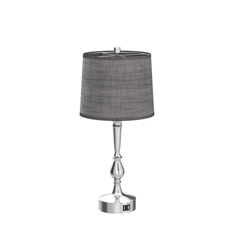 Set of 2 24.8 Inch Modern Table Lamps for Bedroom with Dual USB Charging Ports and 3 Way Dimmable Touch Control Nickel Finish