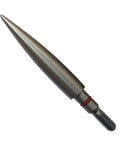 Close-up of a 200 Grain Stainless Steel Field Point For Archery Practice, 19/64 Inch Shaft, precision machined, silicone ring visible