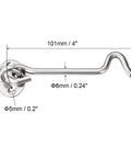 Heavy Duty Tough As Nails Stainless Steel Gate Hook Latch And Window Catch For Cabin Swing Doors Featuring Brushed Finish, 101mm hook.