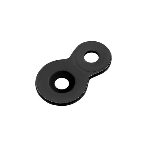 Heavy Duty Figure 8 Fastener Kit for Table Tops and Desks, black desktop clip in cast iron, angled view.