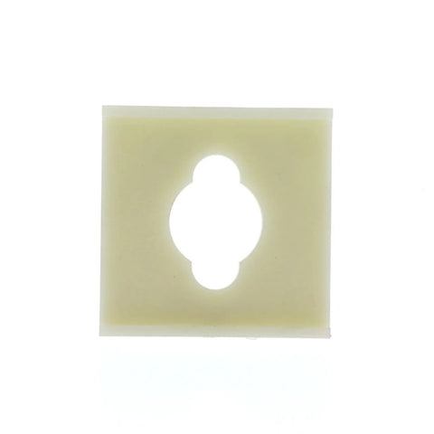 Blade Spacer Shim 1x1x1 Inch Replacement Part 526920003 For Portable Lawn Mowers And Grass Cutters Fits Multiple Machines, Helps Correct Tilted Blade, Uneven Cut, Noise And Friction., translucent plastic spacer shim with center cutout