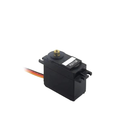 Heavy Duty Digital RC Servo Motor With Metal Gears Packing Sick 13 Kilogram Torque And 360 Continuous Rotation Featuring Rock Solid Encoder Feedback For Smooth Reliable Operation In DIY Robotic Car Projects - side view