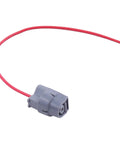 Heavy Duty Engine Coolant Temperature Sensor With Factory Style Wiring Harness Pigtail showing gray connector and red wire.