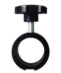 Real Sturdy 32mm Stereo Microscope Mounting Ring And Fix Position Bracket With Heavy Duty Hardware, black, front view, screw mechanism.