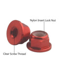 Heavy Duty M4 Aluminum Nylon Lock Nuts 25 Pack Flange Self Locking Inserts for Rc Drone FPV Builds, close-up view of red nylon insert lock nut.