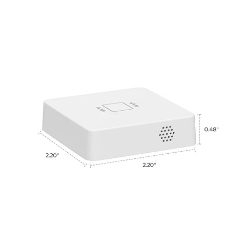 Smart Vibration Sensor With 110dB Alarm And Adjustable Sensitivity, Zigbee 3.0 Hub Required, compact white design, dimensions 2.20" x 2.20" x 0.48"