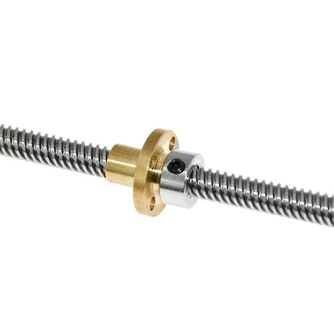 10mm Shaft Collar Lock Ring Set For 3D Printer Parts with M5 Screws, Carbon Steel Nickel Plated, shown on threaded rod