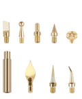 Must-Have 9PC Heat Insert Nut Tool Kit For Hot Melt Embedding Brass Thread Inserts With Soldering Iron Tip, showing various brass insert tips.