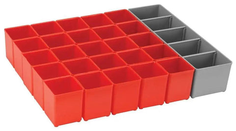 30 Piece Organizer Set For iBOXX72 Click And Go Mobile Transport System In Blue And Red Fits 72mm Depth For Storing Bits Blades Fasteners And Hand Tools