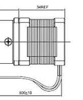 Technical drawing of Beefy Torque NEMA 14 Stepper Motor With 50.9:1 Planetary Gearbox For CNC And Robotics, front and side views.