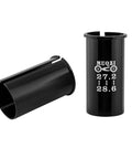 Black aluminum seat post adapter shim 27.2mm to 28.6mm 60mm length aluminum reducing sleeve for bike seatpost fits mountain road MTB BMX