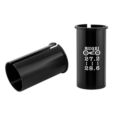 Black aluminum seat post adapter shim 27.2mm to 28.6mm 60mm length aluminum reducing sleeve for bike seatpost fits mountain road MTB BMX