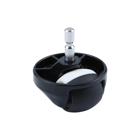 Front wheel caster assembly for Roomba vacuum, black plastic housing with white wheel