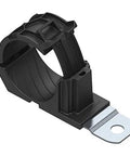 Black HellermannTyton 15101673 Ratchet P Clamp with 1.38-2.01 inch diameter for wire harness routing, 0.26 inch hole