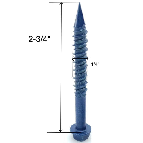 1/4 Inch By 2-3/4 Inch Hex Head Concrete Screw Anchor With Drill Bit For Masonry Brick And Block, EnviroSeal Coated, close-up view