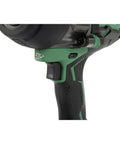 Close-up of handle and trigger on 36V MultiVolt Triple Hammer Impact Driver Body Only With 1/4-Inch Keyless Hex Chuck.