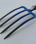 Garden Digging Spading Fork With Four Bayonet Prongs Forged In Austria One Piece Steel Head And Ash D Grip Handle in blue finish