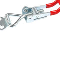 Heavy Duty Pull Latch Clamp With 360 Pounds Capacity Adjustable Hook And Toggle Fastener That Lets You Lock Doors Securely In A Breeze For Trucks, Cabinets Or Heavy Storage Gear. steel latch clamp with red handle and adjustable hook